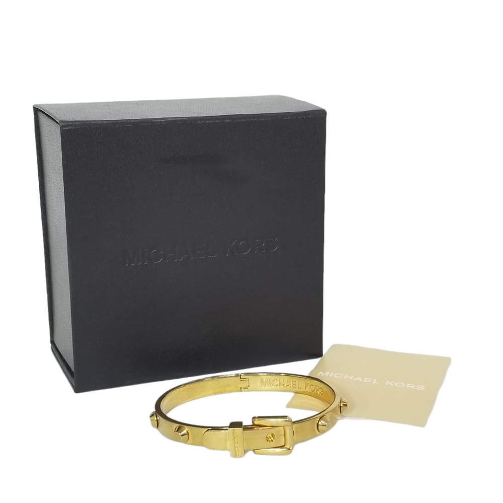 Michael Kors Astor Studded Gold Buckle Bracelet Bangle with Original Box